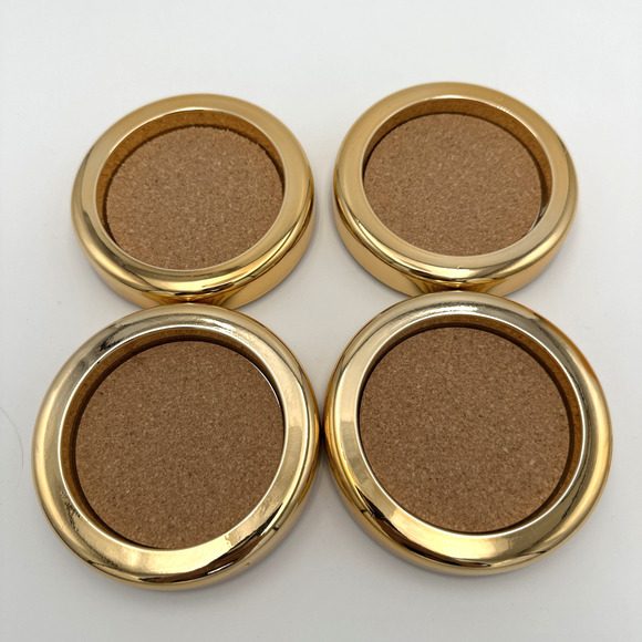 Vintage MCM 1970s Drulane Gold Plastic Cork Board Coaster NEW - Picture 1 of 6